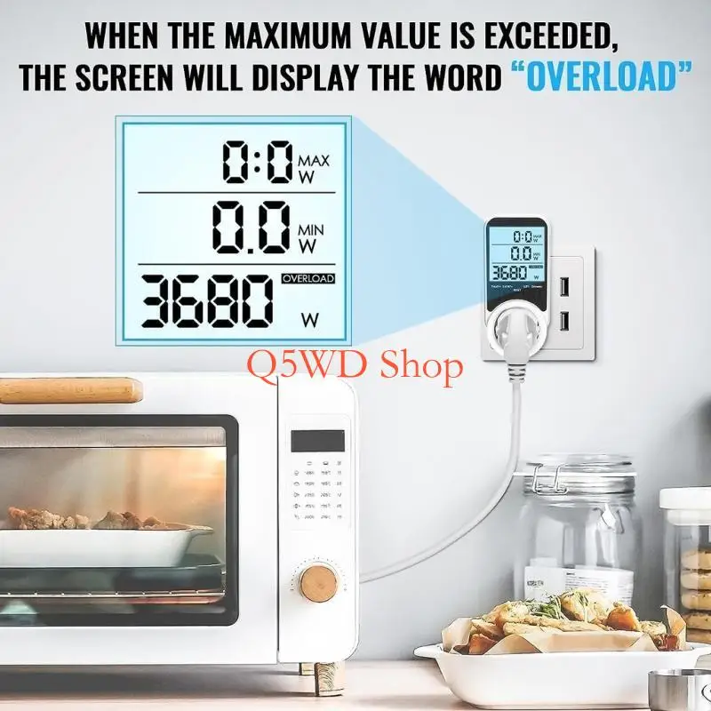Q5WD Plugs in Power Usage Monitors Save Money Power Meter Port Electricity Consumption Meter Electrical Device Power Meter
Q5WD Plugs in Power Usage Monitors Save Money Power Meter Port Electricity Consumption Meter Electrical Device Power Meter
