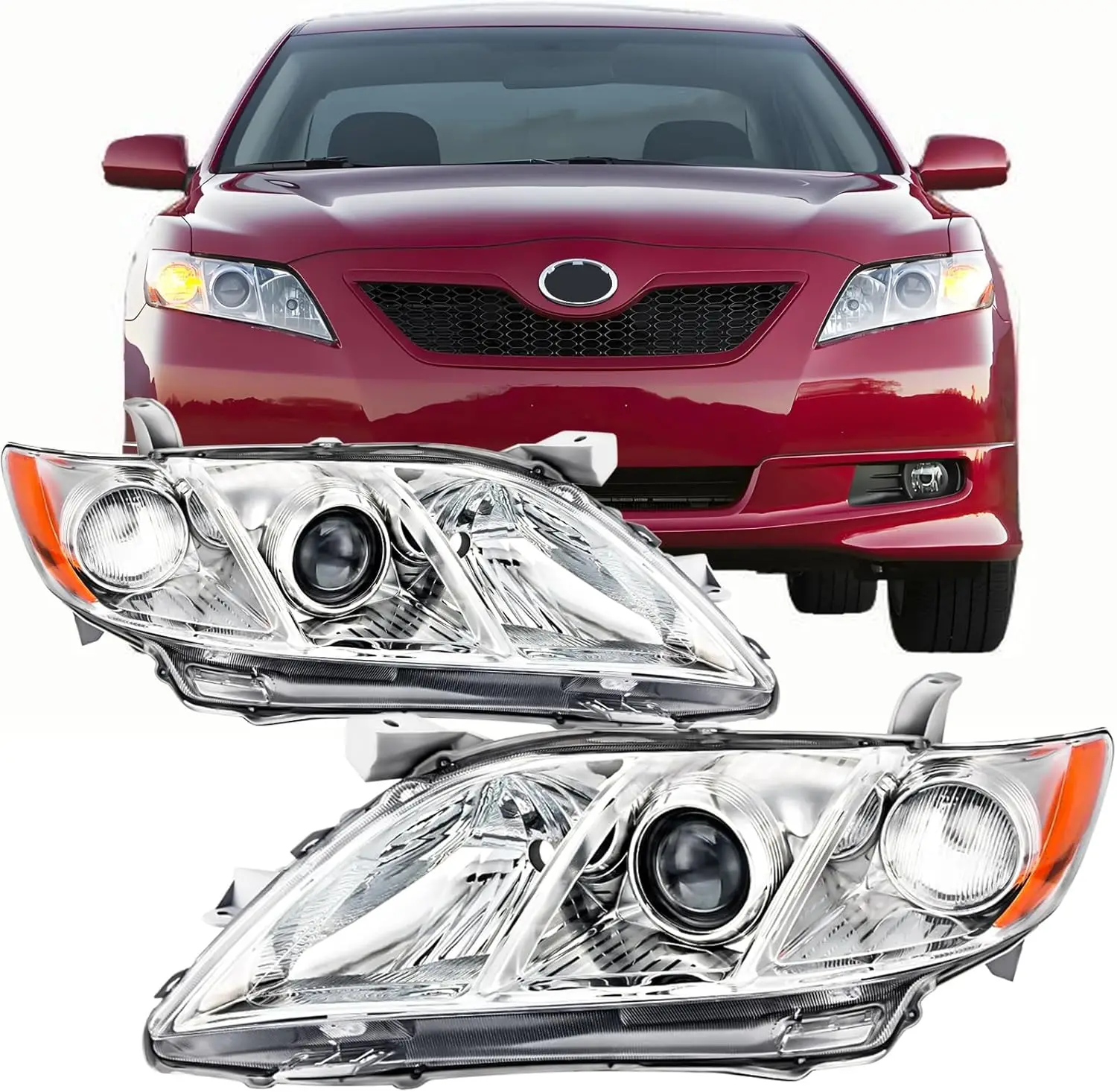 Replacement Projector Headlights Assembly with Chrome Housing and Clear Lens - Driver and Passenger Side Pair - Compatible with
Replacement Projector Headlights Assembly with Chrome Housing and Clear Lens - Driver and Passenger Side Pair - Compatible with