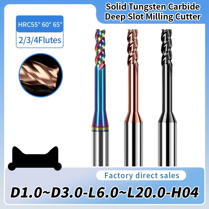 2/3/4-Flute Solid Tungsten Carbide End Mill, CNC Long Flute Deep Groove Milling Cutter, Diameter 1mm/1.5mm/2mm/2.5mm/3.0mm
2/3/4-Flute Solid Tungsten Carbide End Mill, CNC Long Flute Deep Groove Milling Cutter, Diameter 1mm/1.5mm/2mm/2.5mm/3.0mm
