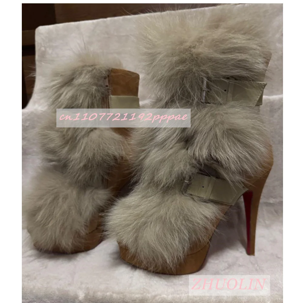 Women'S Suede Fur Thick-Soled Boots Winter New Style Belt Buckle Stiletto Heel Side Zipper Short Boots Luxury Big Size Boots 46
Women'S Suede Fur Thick-Soled Boots Winter New Style Belt Buckle Stiletto Heel Side Zipper Short Boots Luxury Big Size Boots 46