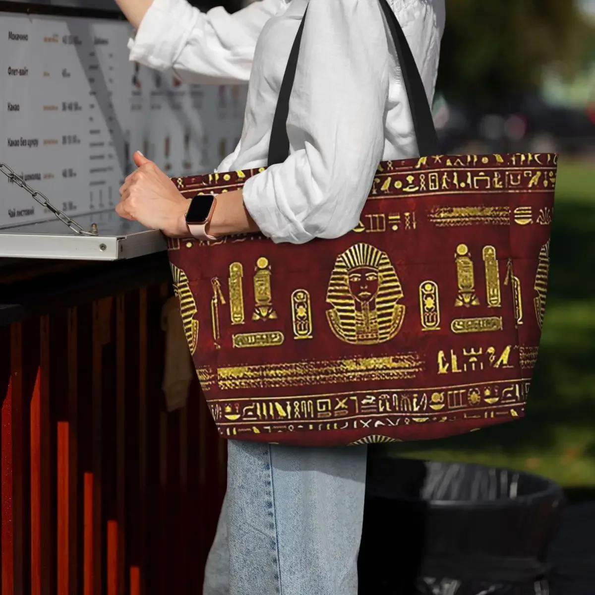 Golden Egyptian Sphinx On Red Leather Beach Tote Bag Sport Gym Yoga Duffle Large Tote Bag Women Travel Bag Fitness bag
Golden Egyptian Sphinx On Red Leather Beach Tote Bag Sport Gym Yoga Duffle Large Tote Bag Women Travel Bag Fitness bag