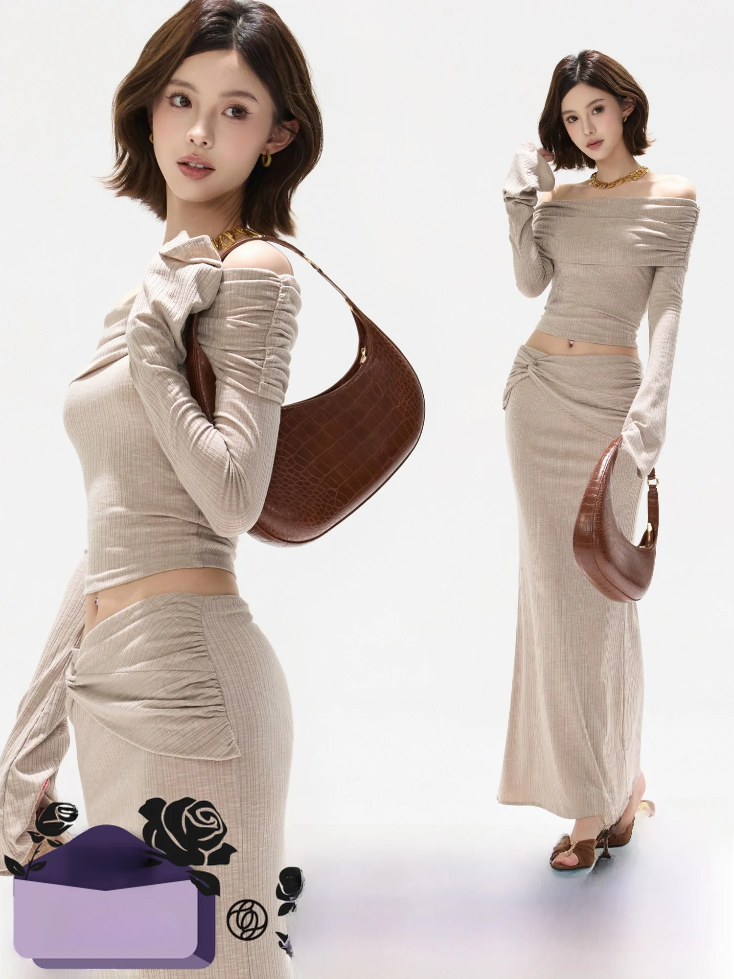 CYNR Original Design Sexy Waist Exposure Hot Girl Set Dr One oulder Long Sve Slim Fit High Waist Long Skirt
CYNR Original Design Sexy Waist Exposure Hot Girl Set Dr One oulder Long Sve Slim Fit High Waist Long Skirt