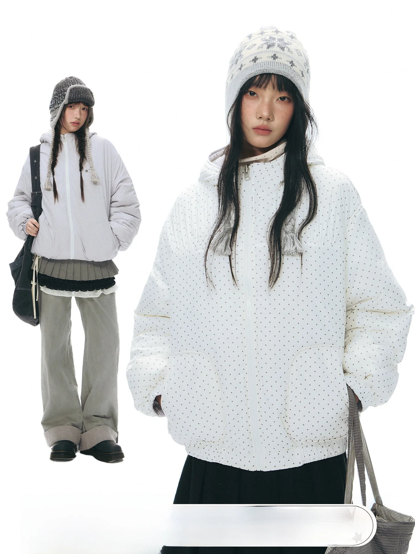 NAPSNAPS Original Double-Sided Wearable Hooded Cotton Jaet Women's Polka Dot ort Coat Winter New Sle Warm Outerwear
NAPSNAPS Original Double-Sided Wearable Hooded Cotton Jaet Women's Polka Dot ort Coat Winter New Sle Warm Outerwear