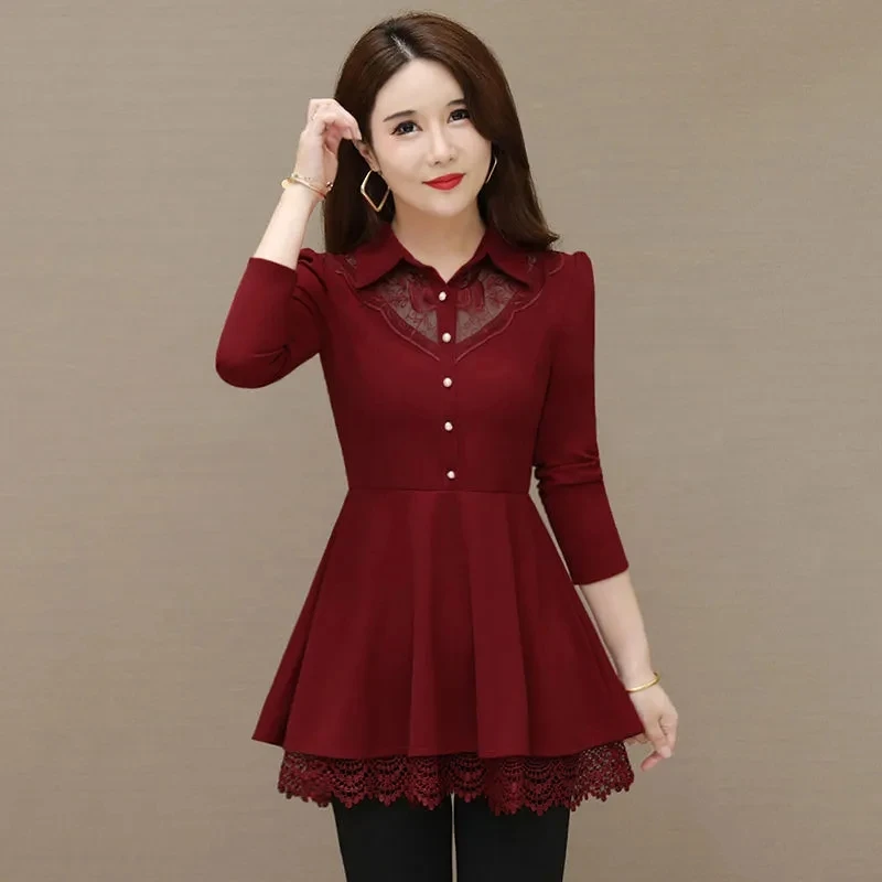 Women Lace Base Shirt Long Sleeved T-Shirts Spring Autumn New Style Mid-Long Belly Covering Pullover Top Female Lace Blouse 5XL
Women Lace Base Shirt Long Sleeved T-Shirts Spring Autumn New Style Mid-Long Belly Covering Pullover Top Female Lace Blouse 5XL