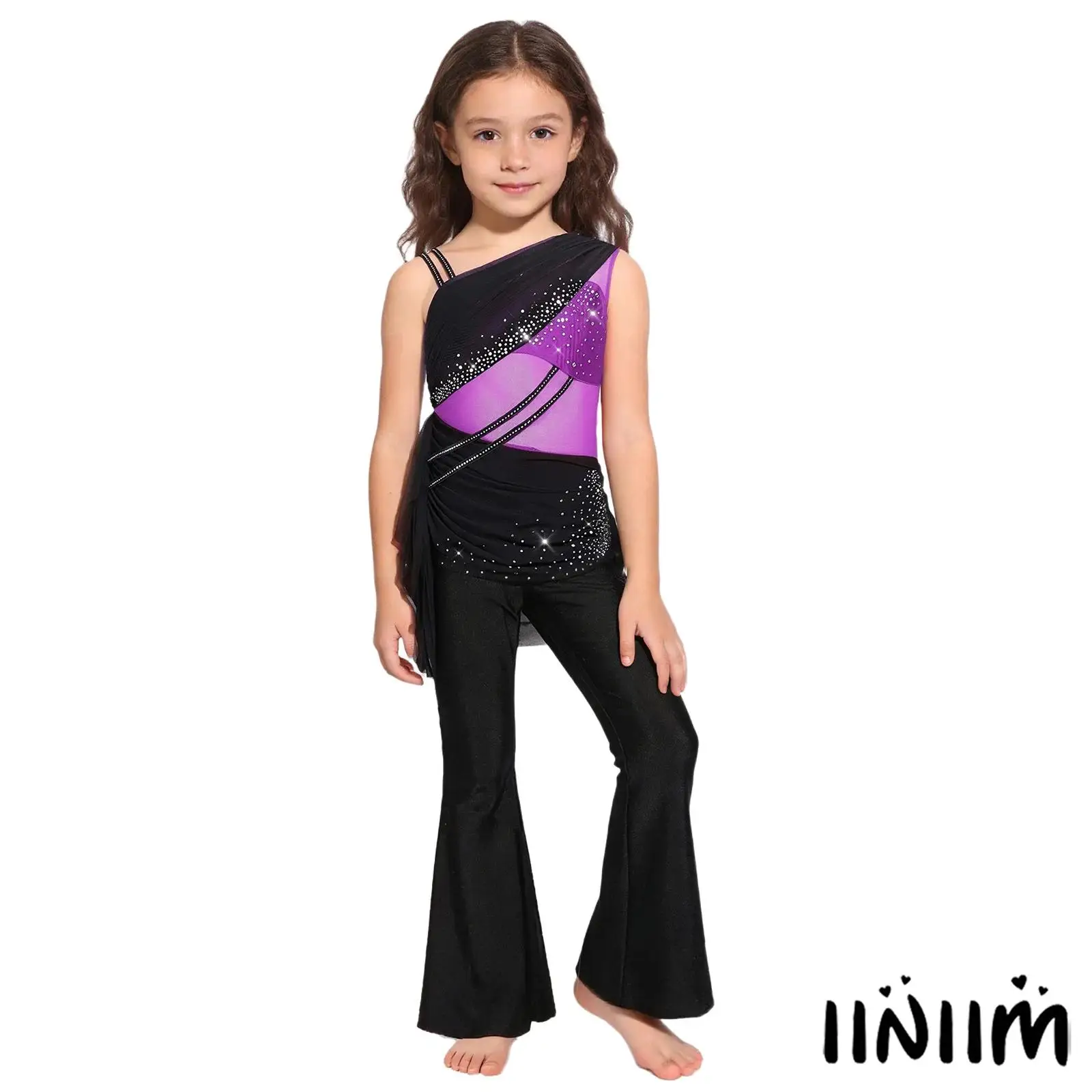 Kids Girls Rhinestones Disco Jazz Dance Party Jumpsuit Sleeveless Bell-bottoms Bodysuit for Ballet Figure Skating Gymnastic
Kids Girls Rhinestones Disco Jazz Dance Party Jumpsuit Sleeveless Bell-bottoms Bodysuit for Ballet Figure Skating Gymnastic