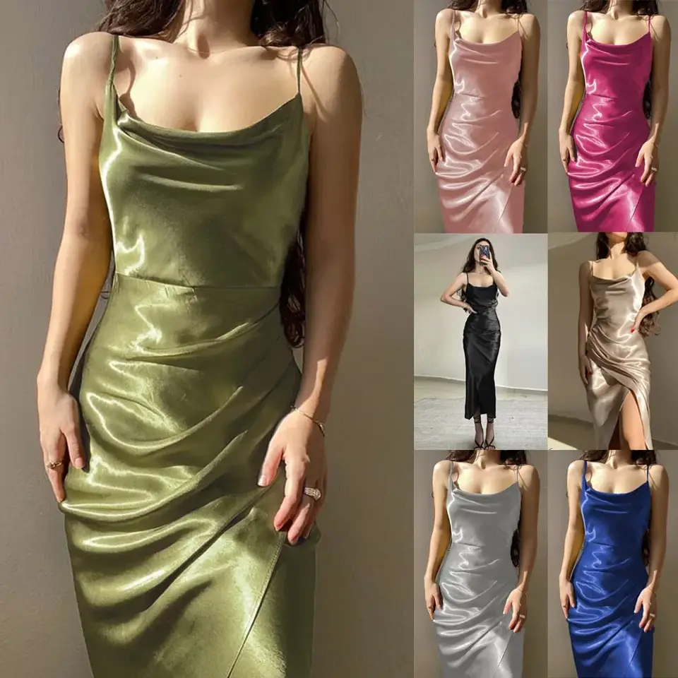 8-kleuren sexy satijnen split jarre