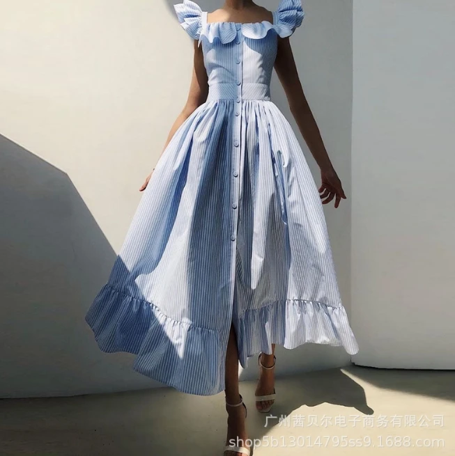 Women's Dress 2024 Summer Fashion New Style Striped Ruffled Edge Waist Length Skirt Elegant Commuting Dress for Women
Women's Dress 2024 Summer Fashion New Style Striped Ruffled Edge Waist Length Skirt Elegant Commuting Dress for Women