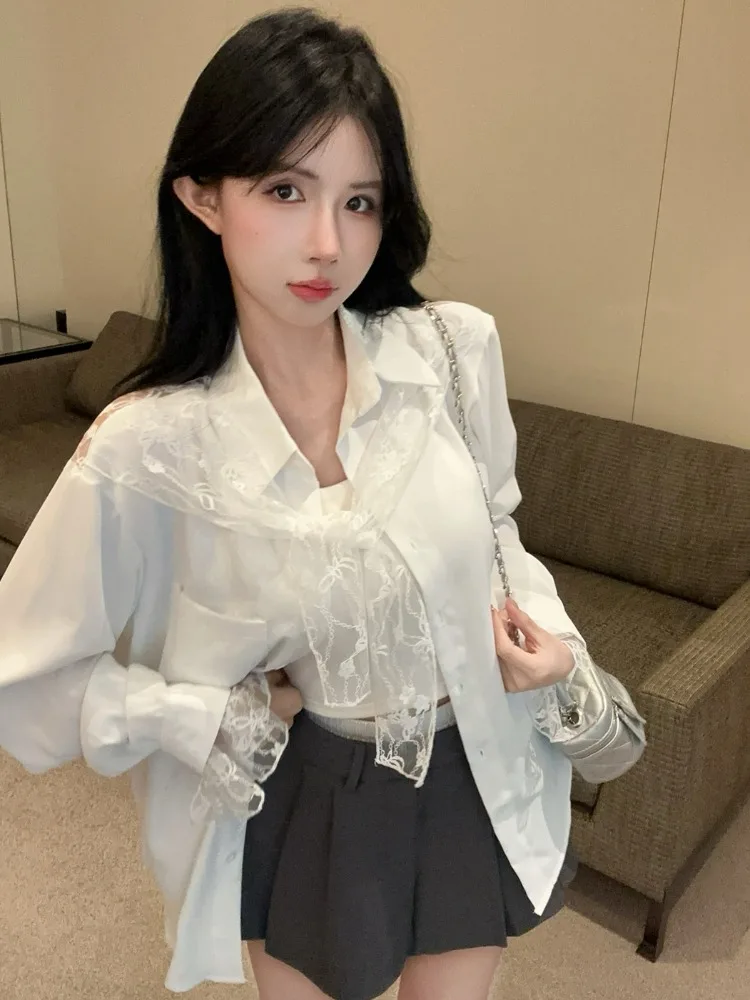 British Style Long Sleeve Lace Tie Back Women's Shirt Spring Autumn New Style Fake Two-Piece Top Casual Commute Loose Fit
British Style Long Sleeve Lace Tie Back Women's Shirt Spring Autumn New Style Fake Two-Piece Top Casual Commute Loose Fit