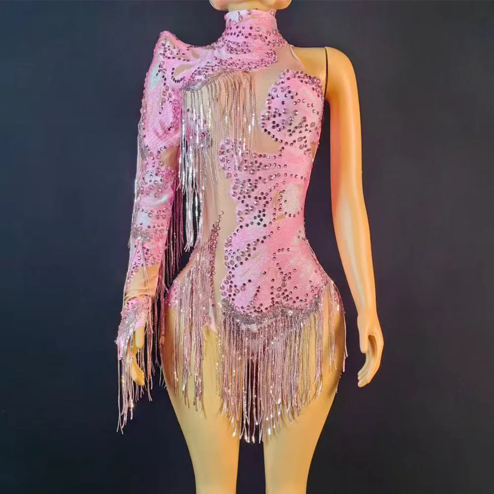 Women's Sexy One-Shoulder Leotard with Rhinestones Stage Performance Dance Bodysuit Fringes for Singers Dancers Birthday Costume
Women's Sexy One-Shoulder Leotard with Rhinestones Stage Performance Dance Bodysuit Fringes for Singers Dancers Birthday Costume