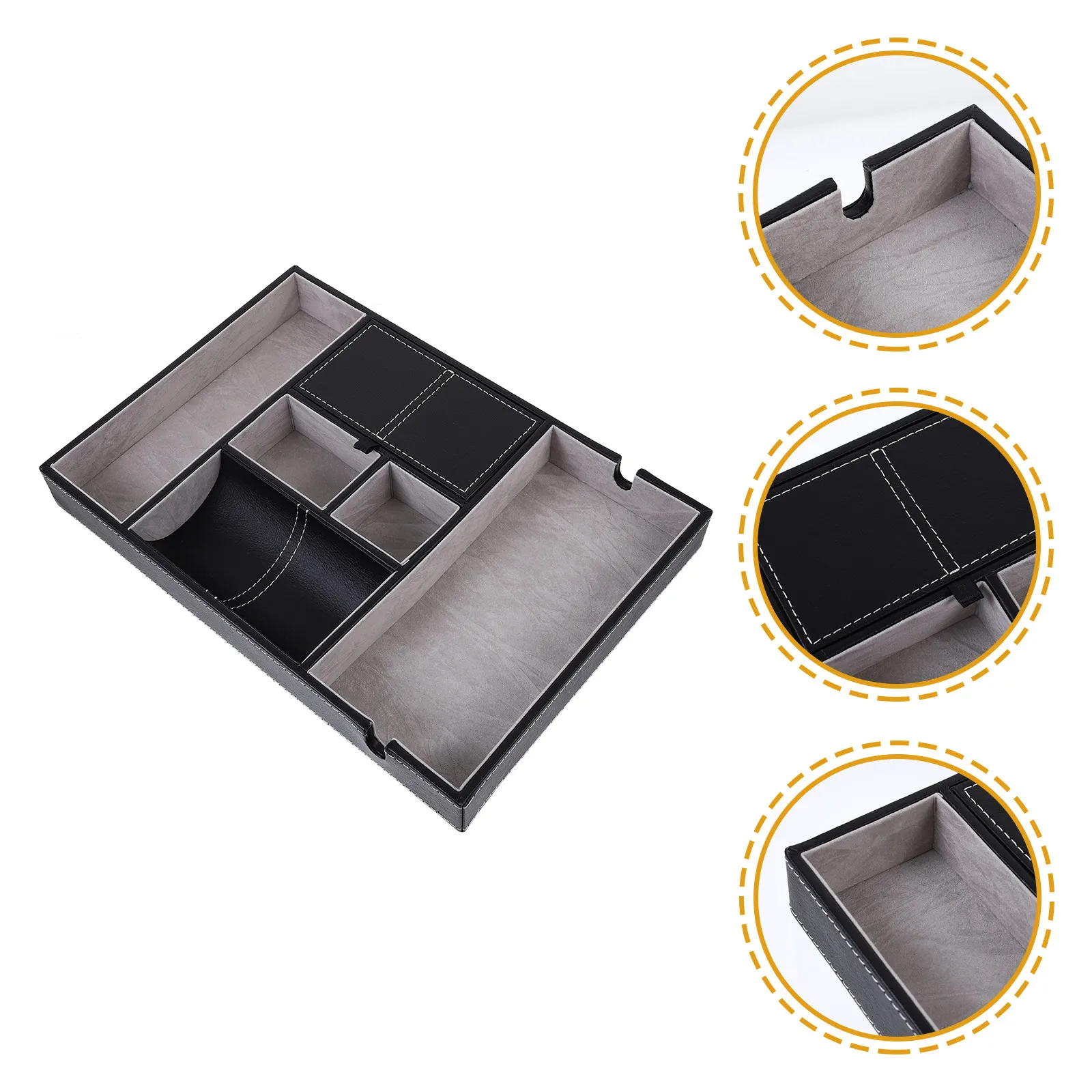 Multifunctional Desktop Storage Box PU 5 Compartments Organizer Phone Key Watch Holder for Home Office
Multifunctional Desktop Storage Box PU 5 Compartments Organizer Phone Key Watch Holder for Home Office