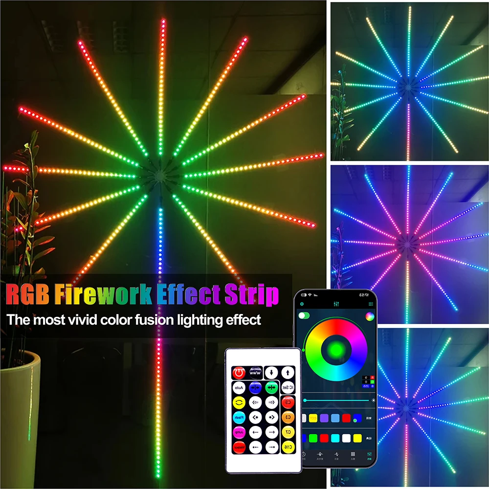 USB LED Firework Strip Lights RGBIC Remote Controlled Christmas Atmosphere Light Bluetooth APP Music Sync TV Wall Bedroom WS2812
USB LED Firework Strip Lights RGBIC Remote Controlled Christmas Atmosphere Light Bluetooth APP Music Sync TV Wall Bedroom WS2812
