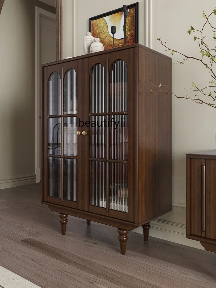 X18 Retro glass door living room against the wall display wine cabinet modern simple solid wood locker integrated against the wa
X18 Retro glass door living room against the wall display wine cabinet modern simple solid wood locker integrated against the wa