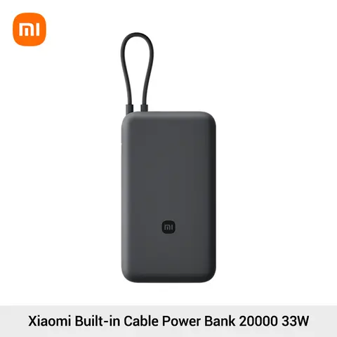 Xiaomi Built-in Cable Power Bank 20000 33W PB2033 USB-C Two way Fast Charging Portable Powerbank For iPhone 15 16 Xiaomi