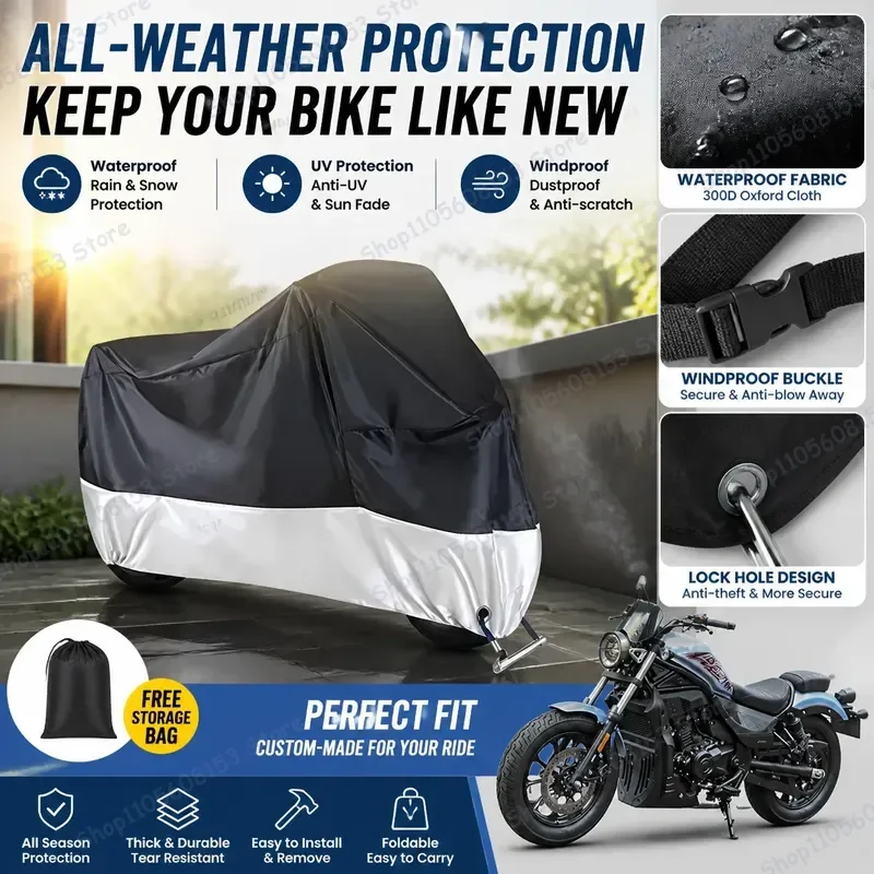 For Xiangshuai Changyun-300 Motorcycle Cover Waterproof All Weather Dust UV Resistant Outdoor Scooter Motorbike Rain
For Xiangshuai Changyun-300 Motorcycle Cover Waterproof All Weather Dust UV Resistant Outdoor Scooter Motorbike Rain