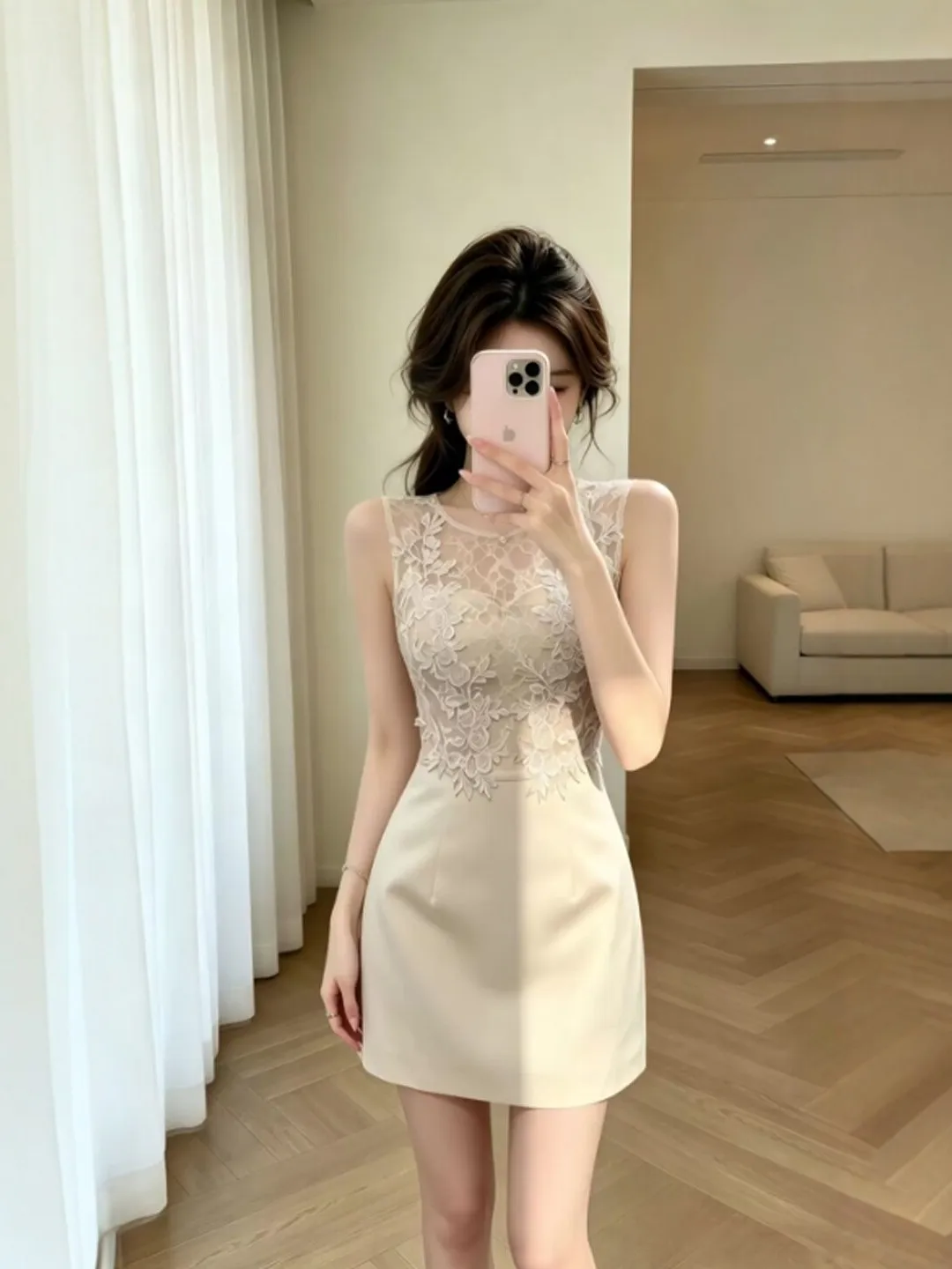 Retro High Waist Lace Splice Dress Elegant Light Maturity Unique Style Summer Cotton Blend Sleeveless Bodycon Dress for Women
Retro High Waist Lace Splice Dress Elegant Light Maturity Unique Style Summer Cotton Blend Sleeveless Bodycon Dress for Women