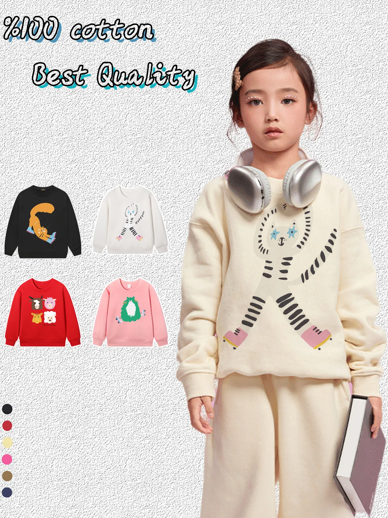 Cute Baby Girls Cat Hoodies Cotton Autumn Tops Pullover Soft Warm Long sleeves Children Sweatshirt Fun Print Little Girl Sweater
Cute Baby Girls Cat Hoodies Cotton Autumn Tops Pullover Soft Warm Long sleeves Children Sweatshirt Fun Print Little Girl Sweater