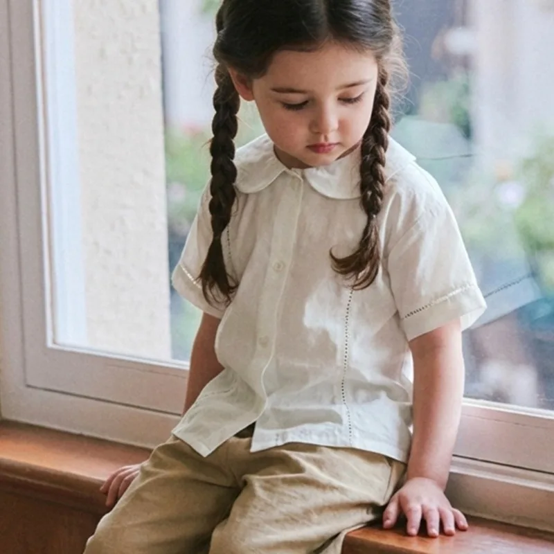 Ramie cotton solid color lapel short sleeved children's shirt 26 year summer, skin friendly and breathable women's treasure top
Ramie cotton solid color lapel short sleeved children's shirt 26 year summer, skin friendly and breathable women's treasure top