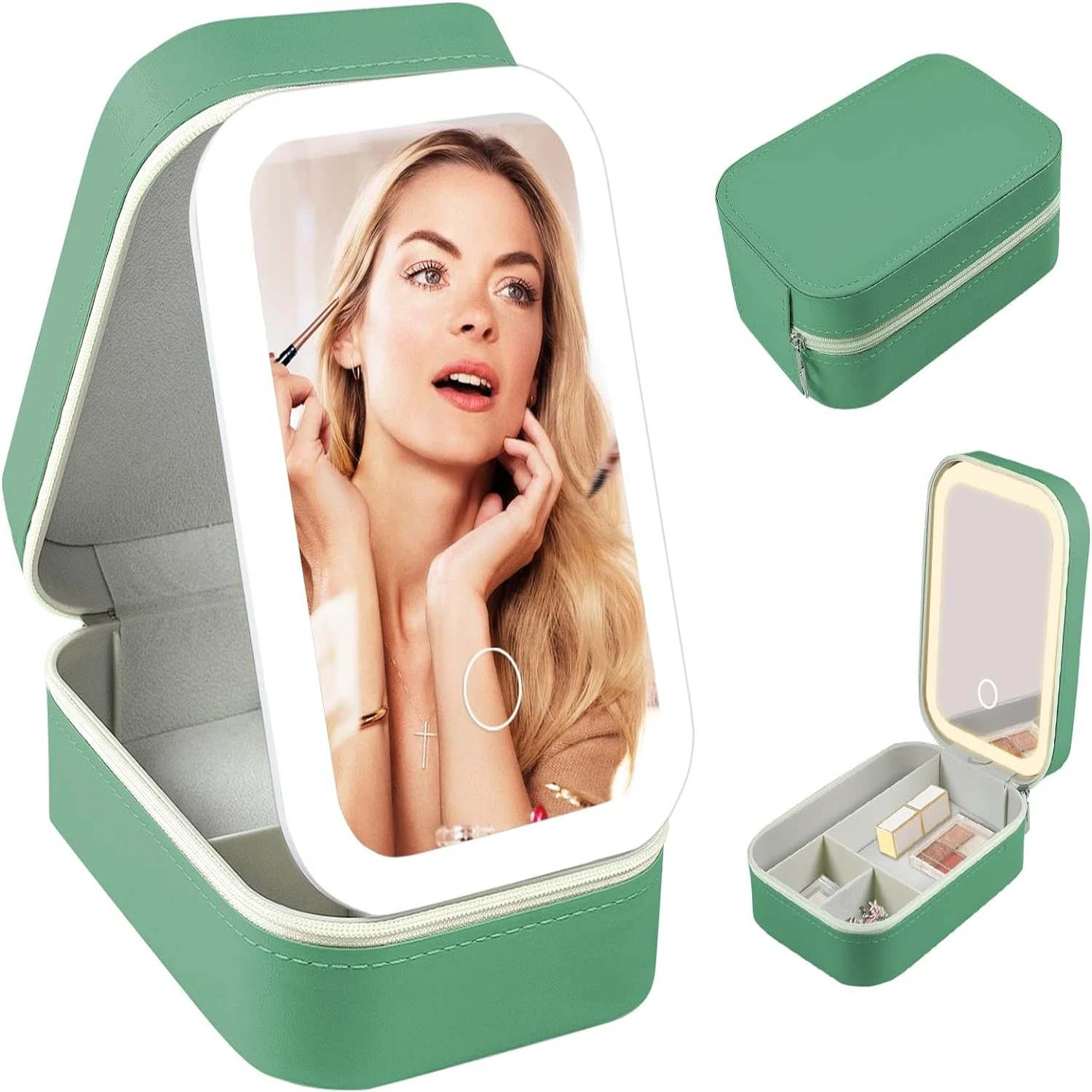 Stylish, Portable, and Waterproof LED Makeup Bag with Dimmable Lighted Mirror - 3 Color LED Mirror Makeup Organizer Case - USB R
Stylish, Portable, and Waterproof LED Makeup Bag with Dimmable Lighted Mirror - 3 Color LED Mirror Makeup Organizer Case - USB R