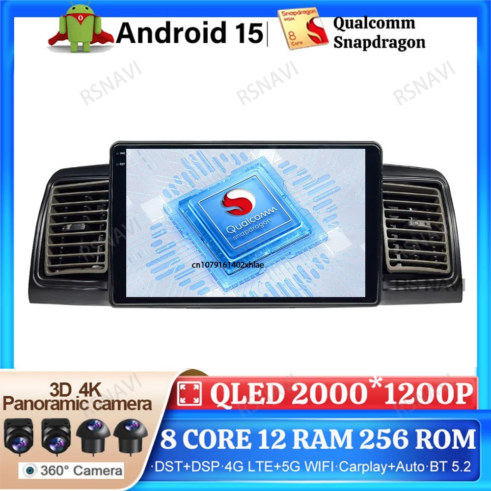 Автомобильное радио Android 15 для Toyota Corolla E120 2000-2009 Qualcomm GPS DSP BT, головное устройство, стерео 5G, WIFI, авторадио, мультимедиа, 4G LTE
Автомобильное радио Android 15 для Toyota Corolla E120 2000-2009 Qualcomm GPS DSP BT, головное устройство, стерео 5G, WIFI, авторадио, мультимедиа, 4G LTE