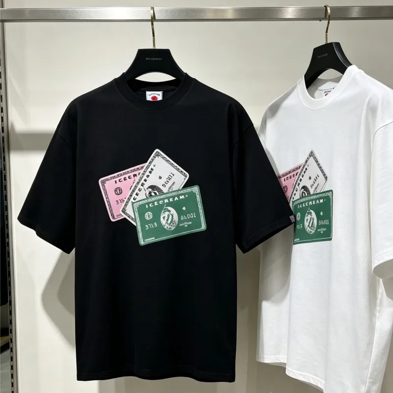 Summer Cotton ICECREAM Tshirt Card Pattern Print Round Neck Short Sleeve Black White Couple Tee Street Casual Men Women Tops
Summer Cotton ICECREAM Tshirt Card Pattern Print Round Neck Short Sleeve Black White Couple Tee Street Casual Men Women Tops