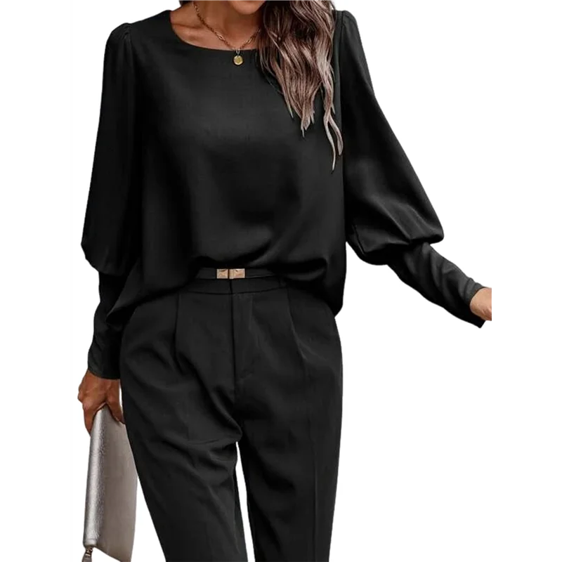 ABP-Women's Long-Sleeved Round Neck Top Autumn And Winter Elegant Commuting Back Button Shirt
ABP-Women's Long-Sleeved Round Neck Top Autumn And Winter Elegant Commuting Back Button Shirt