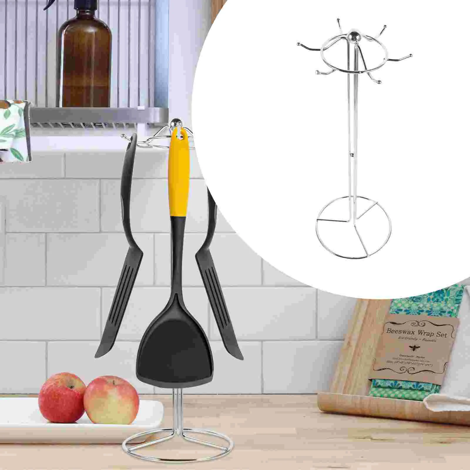 Iron Kitchen Rack Drain Rack Spatula Holder Stand Minimalist Holder(6 Hooks Round Shelf) Spatula Stand
Iron Kitchen Rack Drain Rack Spatula Holder Stand Minimalist Holder(6 Hooks Round Shelf) Spatula Stand