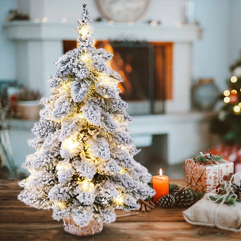 Desktop Christmas Tree Snow Flocking Artificial Christmas Tree Mini Christmas Tree With Lamp & Wooden Base
Desktop Christmas Tree Snow Flocking Artificial Christmas Tree Mini Christmas Tree With Lamp & Wooden Base