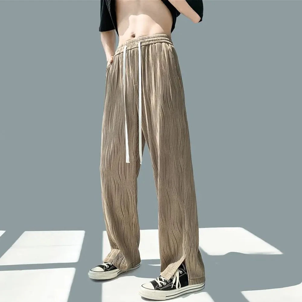 Unisex Y2k Streetwear Casual Pants Men's Breathable Ice Silk Pleated Wide-leg Pants Summer New Thin LGBT Drape Mopping Trousers
Unisex Y2k Streetwear Casual Pants Men's Breathable Ice Silk Pleated Wide-leg Pants Summer New Thin LGBT Drape Mopping Trousers