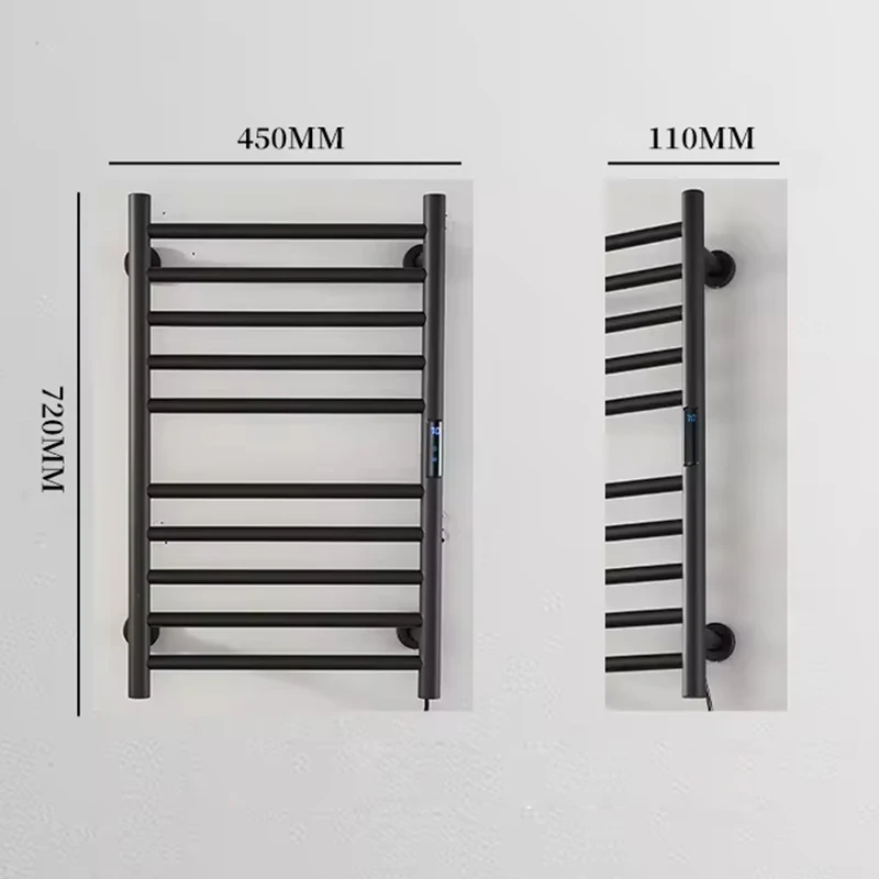 High Quality Bathroom Stainless Steel Heated Towel Rails Electric Towel Warmer Wall-Mounted Black Finish
High Quality Bathroom Stainless Steel Heated Towel Rails Electric Towel Warmer Wall-Mounted Black Finish