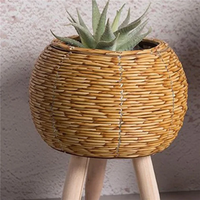 AT43-2X Imitation Rattan Woven Flower Shelf Planters Handmade Storage Basket With Wooden Legs Plant Pot Stand Holder,A
AT43-2X Imitation Rattan Woven Flower Shelf Planters Handmade Storage Basket With Wooden Legs Plant Pot Stand Holder,A