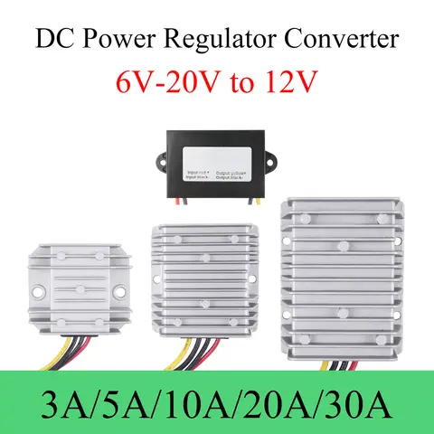 DC 6V-20V to 12V Power Converter Boost Buck Regulator 3A 5A 10A 20A 30A Automotive Voltage Stabilizer Supply Module For Car