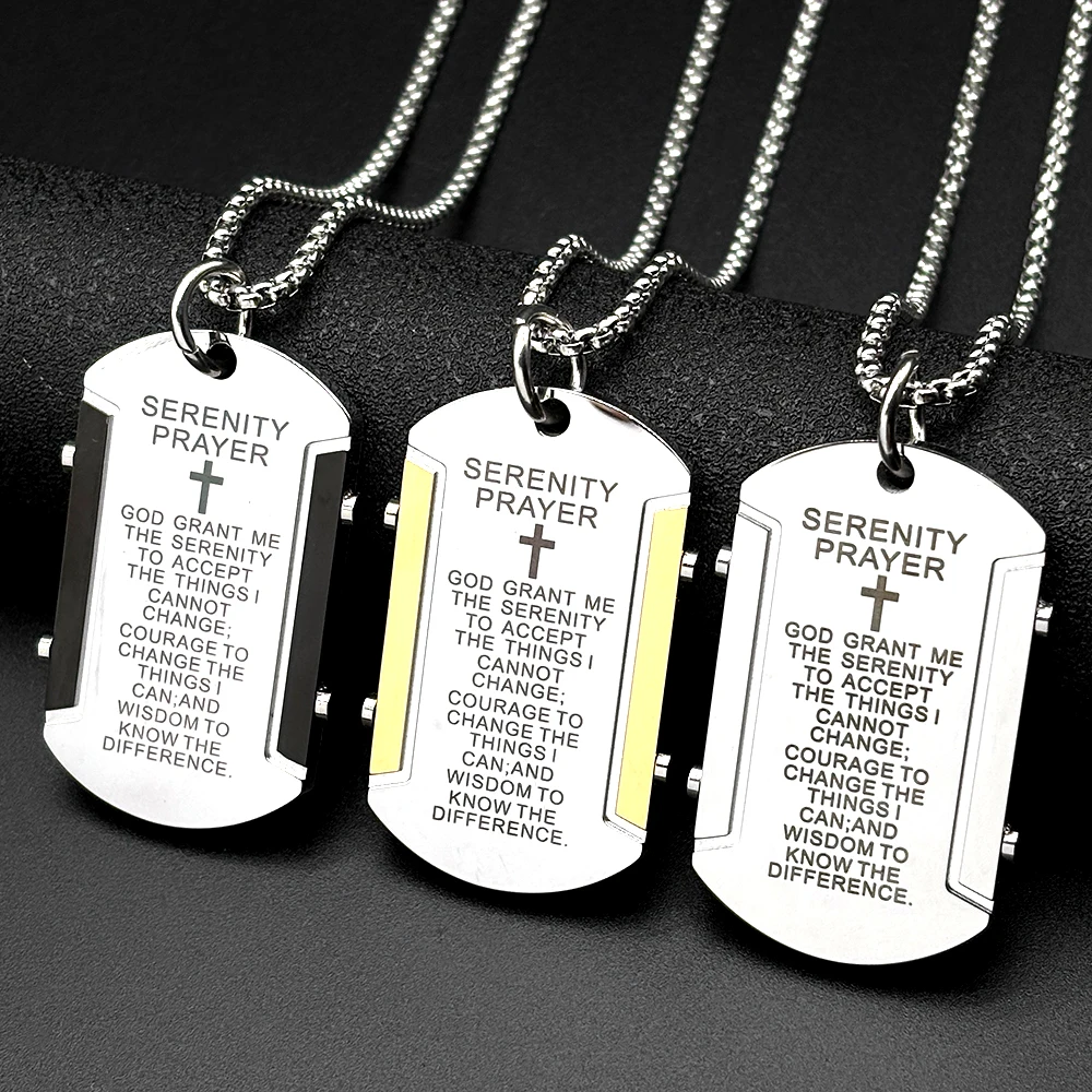 Stainless Steel Christian Two-Tone Serenity Prayer Dog Tag Cross Geometric Pendant Necklace for Men Women Hip Hop Chain Jewelry
Stainless Steel Christian Two-Tone Serenity Prayer Dog Tag Cross Geometric Pendant Necklace for Men Women Hip Hop Chain Jewelry