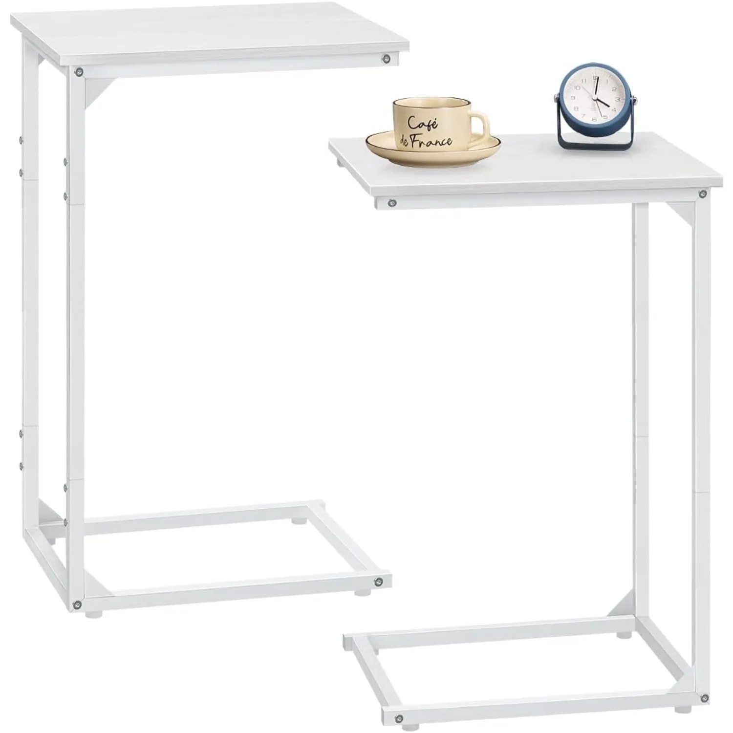 C-Shaped 2-Piece End Tables with Metal Frame - Sofa Slide-Under for Living Room/Bedroom - White
C-Shaped 2-Piece End Tables with Metal Frame - Sofa Slide-Under for Living Room/Bedroom - White