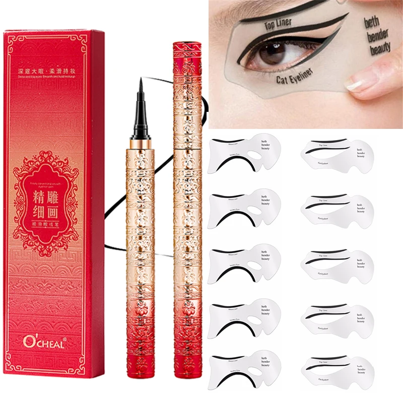 1 Set Quick Dry Liquid Waterproof Eyeliner with Cat Eyebrow Stencil Black Long Lasting Eye Liner OCHEAL
1 Set Quick Dry Liquid Waterproof Eyeliner with Cat Eyebrow Stencil Black Long Lasting Eye Liner OCHEAL