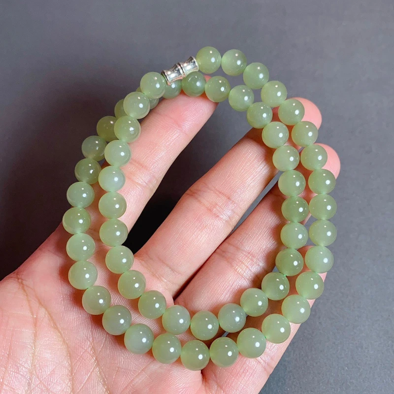 *Natural high icy clear water Hotan Jade necklace 6mm with silver clasp, fine without black spots and cracks, warm and elegant
*Natural high icy clear water Hotan Jade necklace 6mm with silver clasp, fine without black spots and cracks, warm and elegant