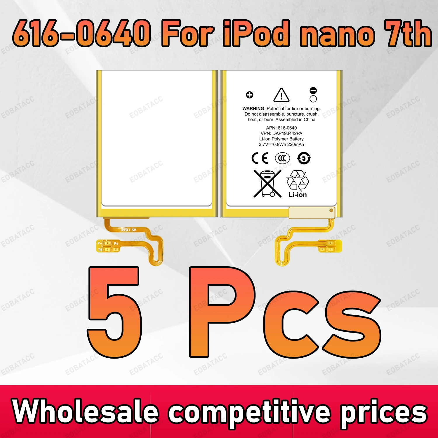 5 PCS 5PCS New 220mAh 616-0640 Battery For iPod nano 7th Replacement Bateria
5 PCS 5PCS New 220mAh 616-0640 Battery For iPod nano 7th Replacement Bateria