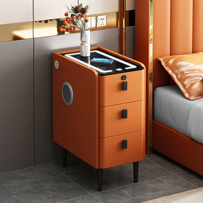 Narrow Smart Nightstands 3-Tier Solid Wood Bedside Cabinet Luxury Bedroom Storage Minimalist End Table with Charging Station
Narrow Smart Nightstands 3-Tier Solid Wood Bedside Cabinet Luxury Bedroom Storage Minimalist End Table with Charging Station