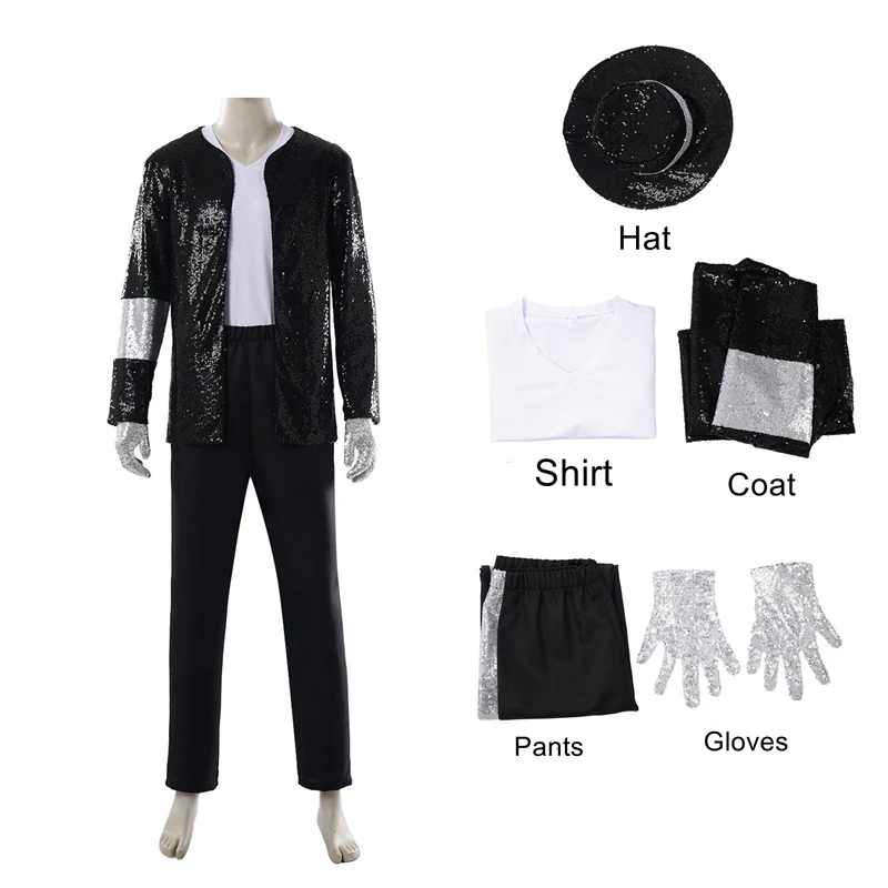 High Quality Michael Jackson Cosplay Costume Dance Imitation Stage Adult Halloween Carnival Party 80s 90s Hip Hop Stage Outfits
High Quality Michael Jackson Cosplay Costume Dance Imitation Stage Adult Halloween Carnival Party 80s 90s Hip Hop Stage Outfits