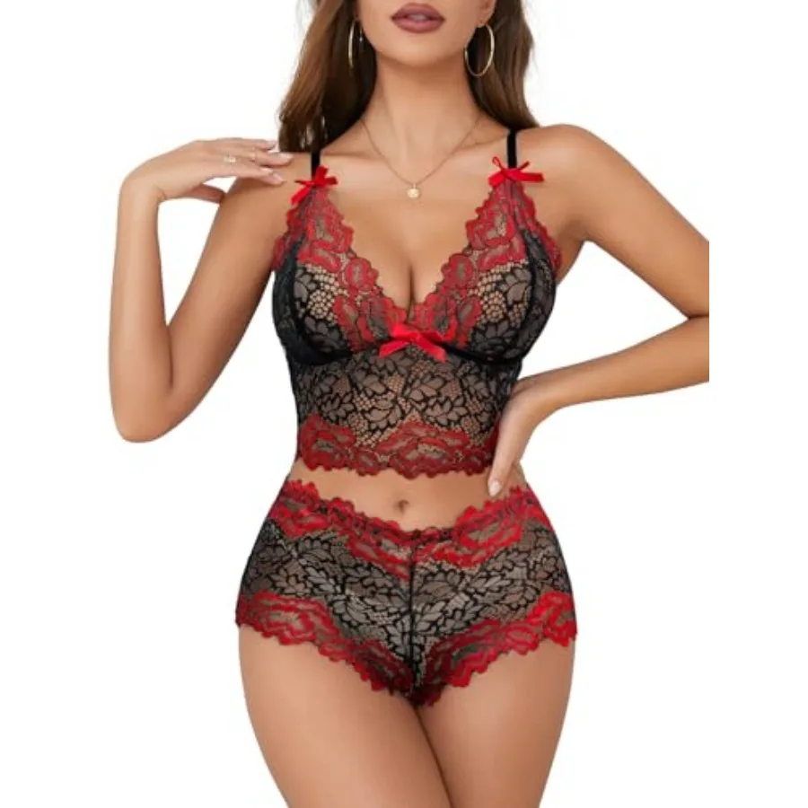 Lilosy Sexy Lingerie for Women Lace Pajamas Set Cami Bra and Panty High Waist Sheer Sleepwear 2 Pcs 2XS-6XL
Lilosy Sexy Lingerie for Women Lace Pajamas Set Cami Bra and Panty High Waist Sheer Sleepwear 2 Pcs 2XS-6XL
