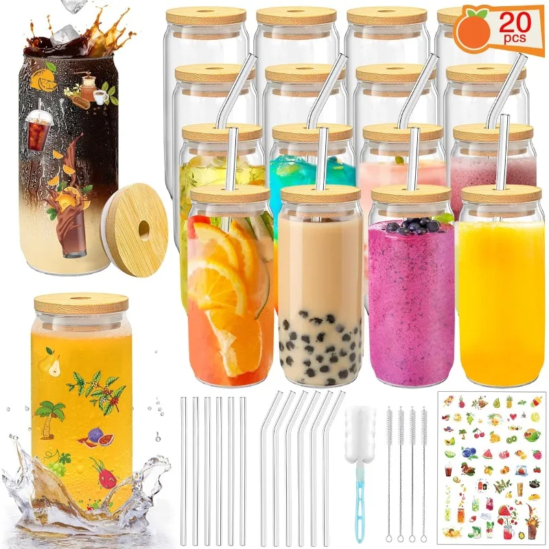 Glass Cups with Lids and Straws 20 Pcs 16 oz Ice Coffee Cup Skinny and Long Can Beer Cups Set Drinking Glasses with Bamboo
Glass Cups with Lids and Straws 20 Pcs 16 oz Ice Coffee Cup Skinny and Long Can Beer Cups Set Drinking Glasses with Bamboo