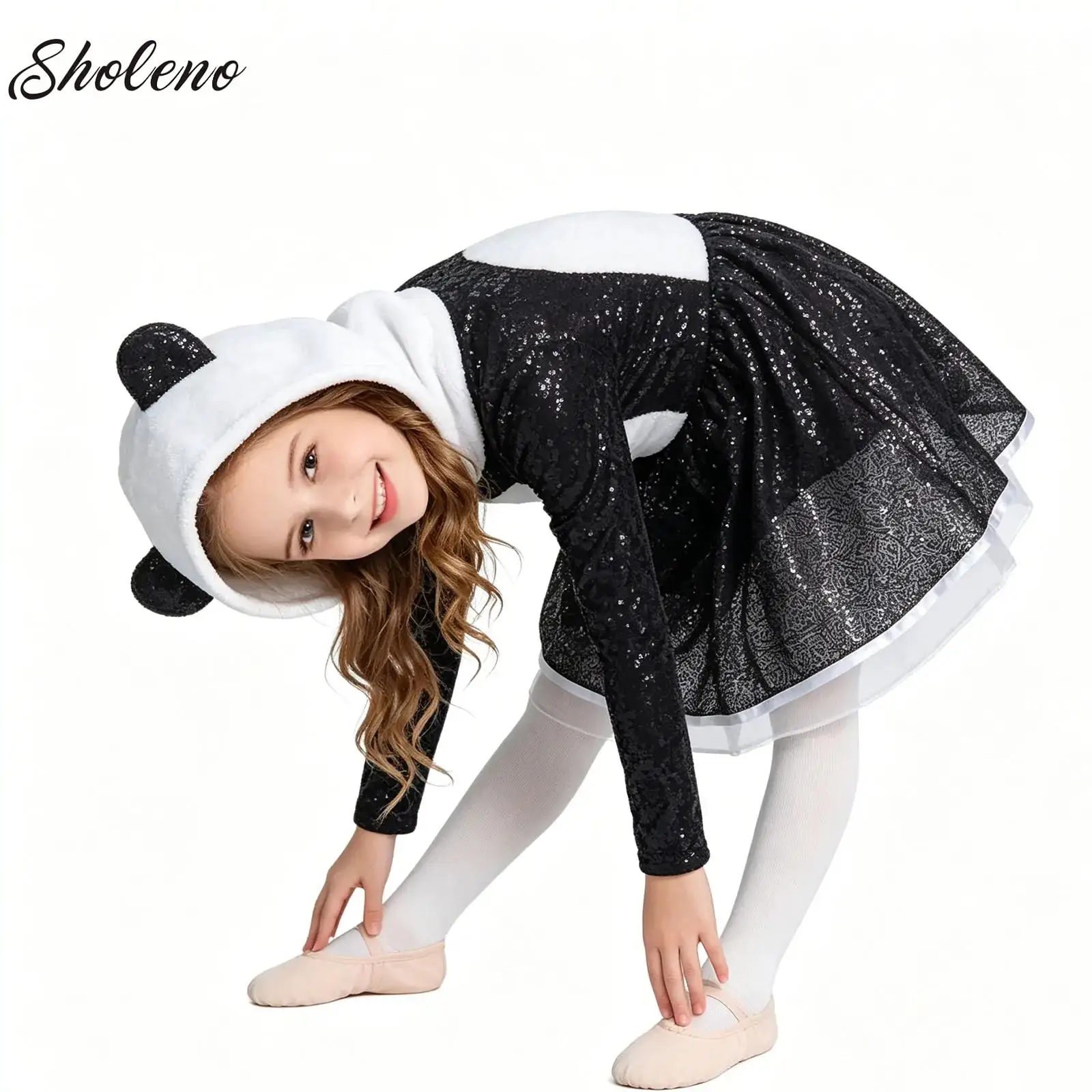 Kids Girls Sequins Ballet Dance Dress Shiny Modern Latin Jazz Dance Stage Performance Hooded Dress Panda Costume Dancewear
Kids Girls Sequins Ballet Dance Dress Shiny Modern Latin Jazz Dance Stage Performance Hooded Dress Panda Costume Dancewear
