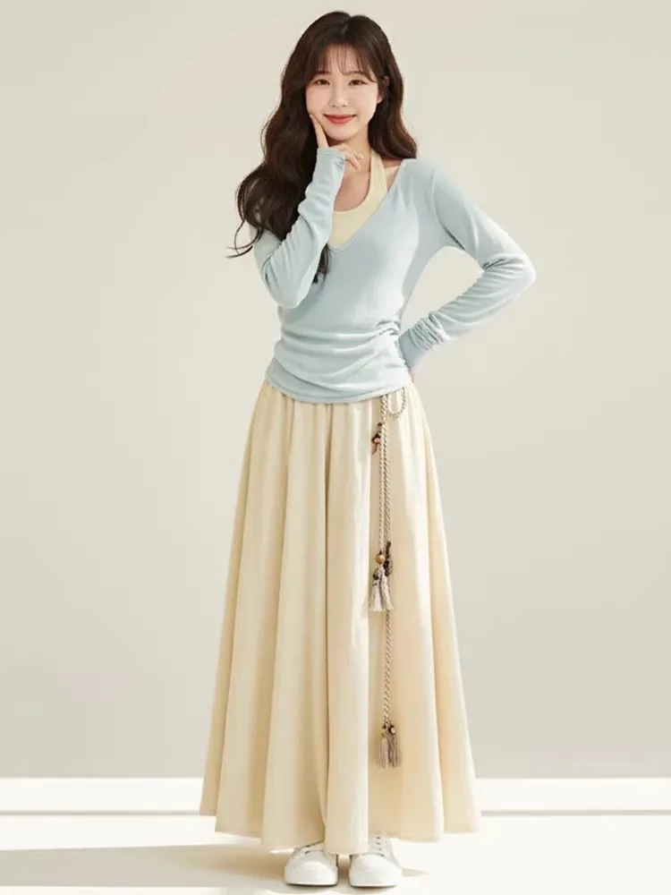Fashionable Spring Summer Women's Knitted Top High Waist Casual Skirt Pants Three Piece Set Casual Style Long Sleeve round Neck
Fashionable Spring Summer Women's Knitted Top High Waist Casual Skirt Pants Three Piece Set Casual Style Long Sleeve round Neck