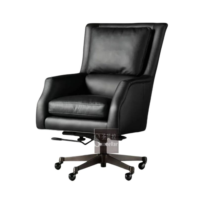 Retro Vintage Dark Genuine Leather Desk Chair Swivel Executive Leather Chair Home Office Furniture Boss Chair
Retro Vintage Dark Genuine Leather Desk Chair Swivel Executive Leather Chair Home Office Furniture Boss Chair
