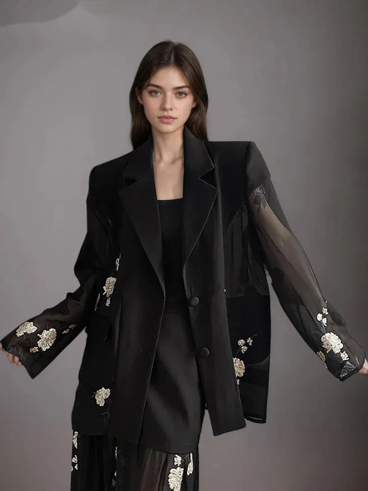 Fashion Hot Stamping Rose Glitter Blazer Women's Lapel Loose Mech Patchwork Sunscreen Suit Jacket Summer New VUOJ
Fashion Hot Stamping Rose Glitter Blazer Women's Lapel Loose Mech Patchwork Sunscreen Suit Jacket Summer New VUOJ