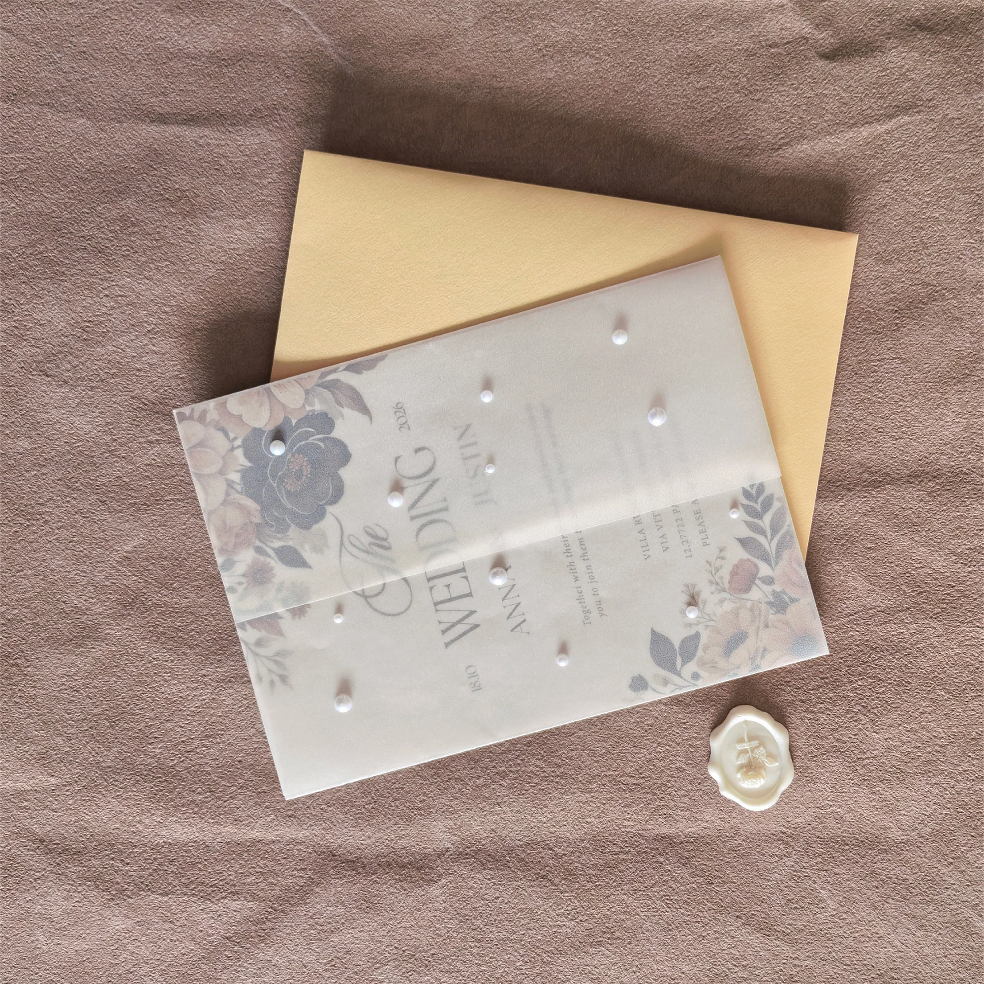 Customised Wedding Invitation Cards with Vellum Wrap, Envelope, Wax Seal & Save The Date Card for Events
Customised Wedding Invitation Cards with Vellum Wrap, Envelope, Wax Seal & Save The Date Card for Events