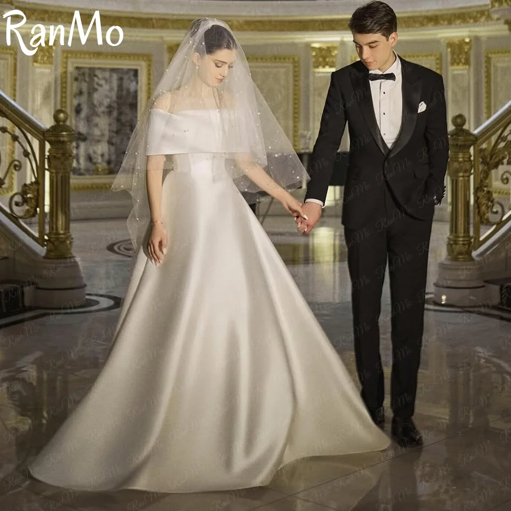 Ranmo 2025 Simple White Wedding Dresses Stain Off Shoulder Short Sleeve Bride Dress A Line New Wedding Party Gowns Customized
Ranmo 2025 Simple White Wedding Dresses Stain Off Shoulder Short Sleeve Bride Dress A Line New Wedding Party Gowns Customized