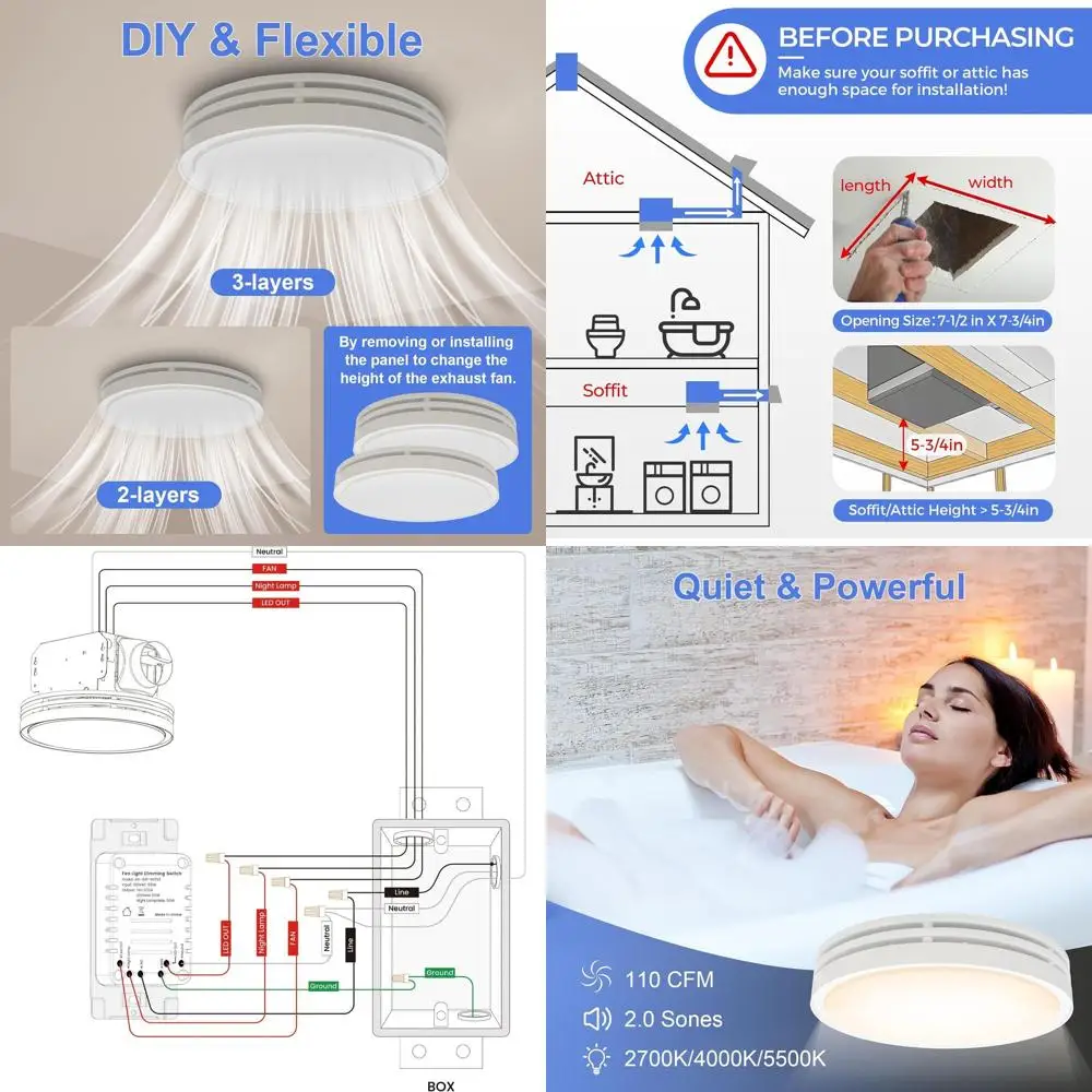 110cm Round White LED Bathroom Exhaust Fan with Light, 1000lm Dimmable and 150lm Nightlight
110cm Round White LED Bathroom Exhaust Fan with Light, 1000lm Dimmable and 150lm Nightlight