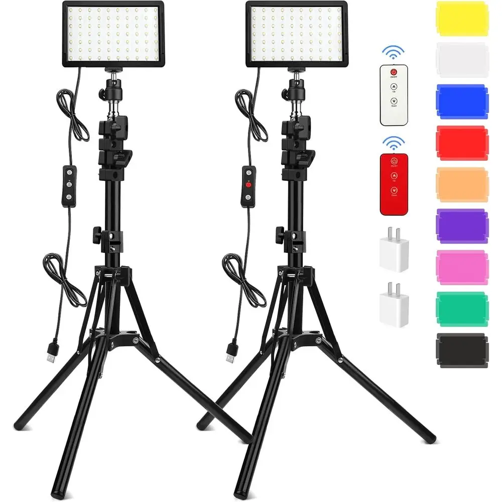 2 Pack 70 LED Video Light with 61.42'' Tripod Stand/Color ilters, 5600K USB Studio Lights Shooting Kit or Photography Lighting,
2 Pack 70 LED Video Light with 61.42'' Tripod Stand/Color ilters, 5600K USB Studio Lights Shooting Kit or Photography Lighting,