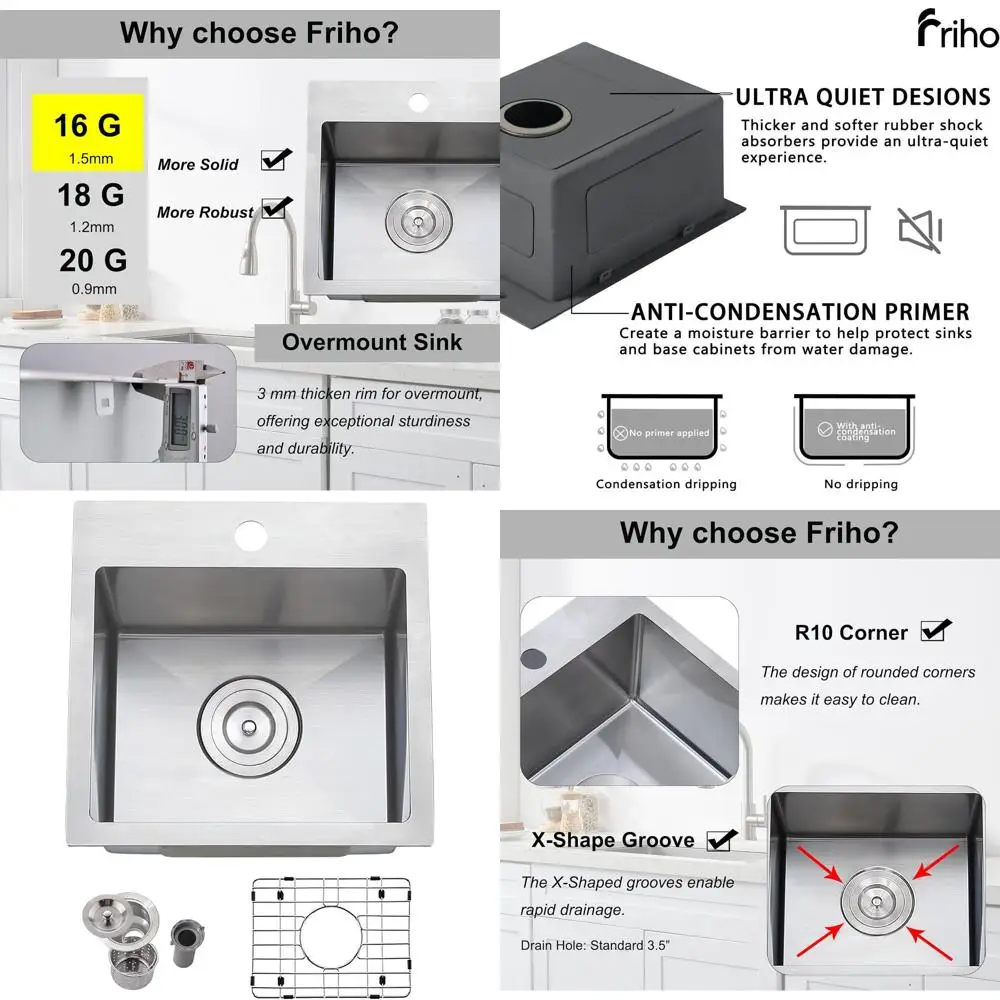 Кухонная мойка 15x15 дюймов, встраиваемая, с верхним креплением, из нержавеющей стали T-304, ручной работы, 16-го калибра, квадратная, с одной чашей, для автодомов и использования на улице
Кухонная мойка 15x15 дюймов, встраиваемая, с верхним креплением, из нержавеющей стали T-304, ручной работы, 16-го калибра, квадратная, с одной чашей, для автодомов и использования на улице
