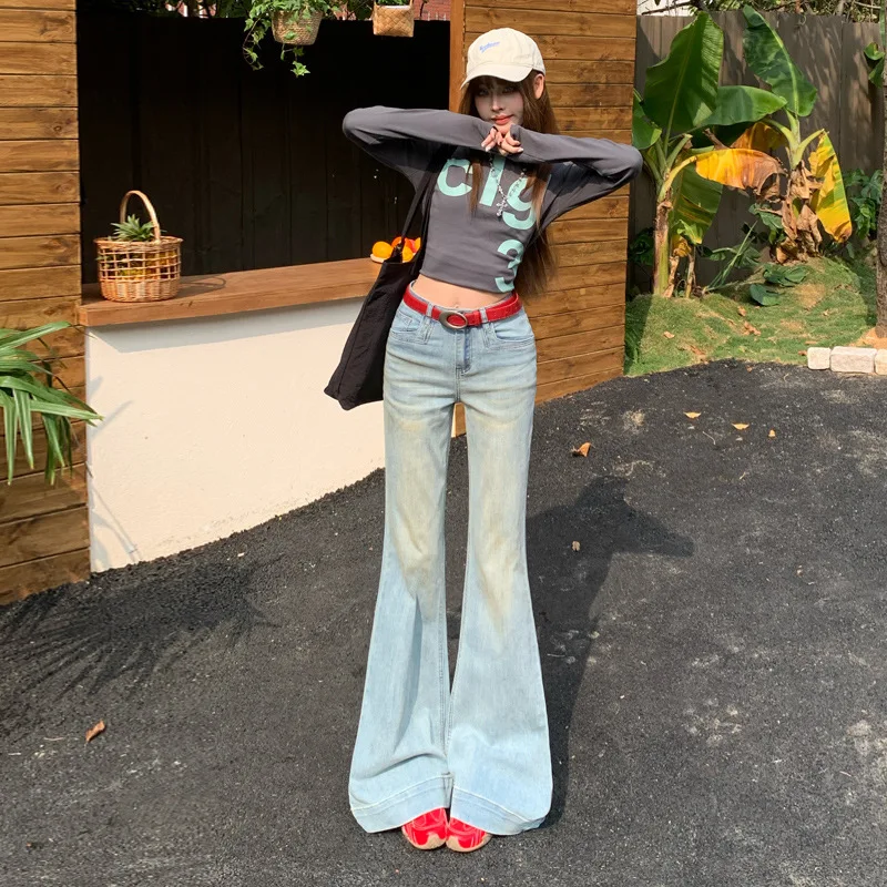 American Style Light Blue Low Waist Jeans For Women 2026 Spring New Slim Fit Non-Leg-Cling Flared Long Pants
American Style Light Blue Low Waist Jeans For Women 2026 Spring New Slim Fit Non-Leg-Cling Flared Long Pants